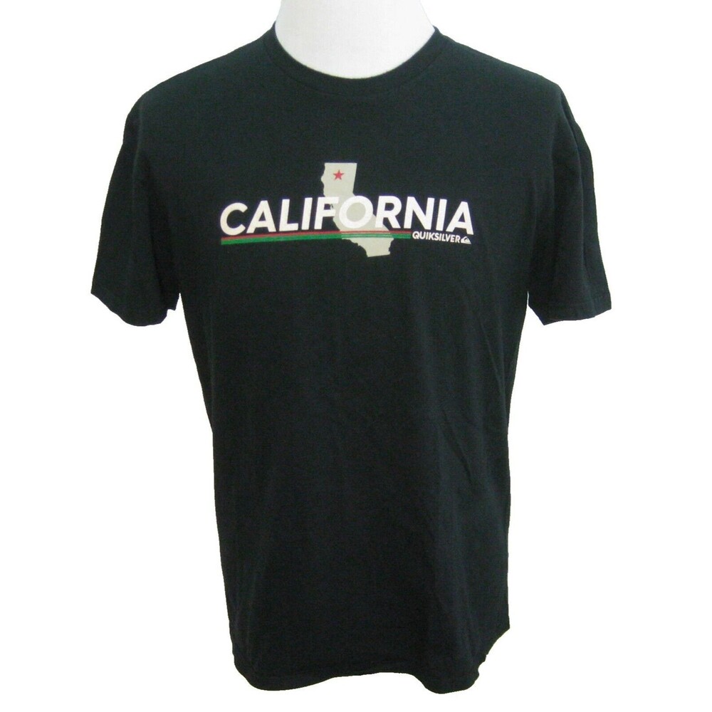 QUIKSILVER California Men's (Size Large) Black Short Sleeve Graphic T-Shirt Top